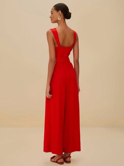 Red Sleeveless Maxi Jumpsuit