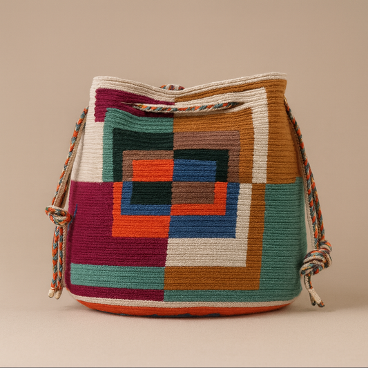 Handmade Medium Wayuu Ostrich Garnet