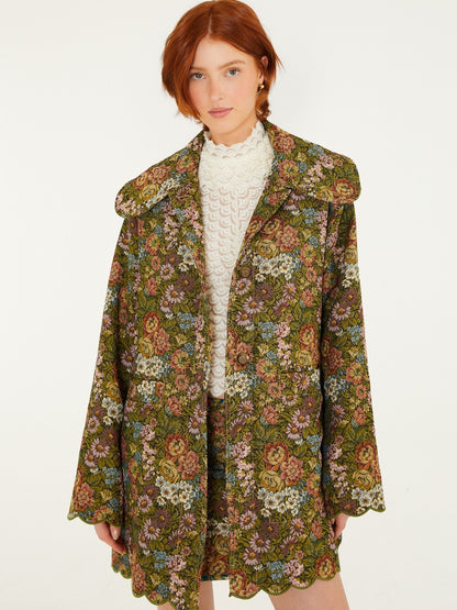 Farm Rio Floral Jacquard Peacoat