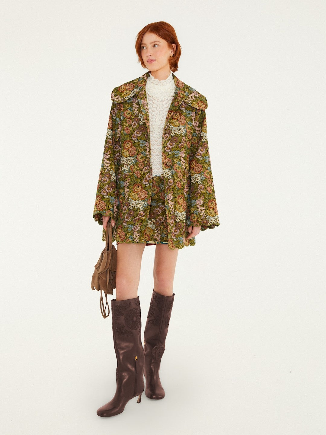 Farm Rio Floral Jacquard Peacoat