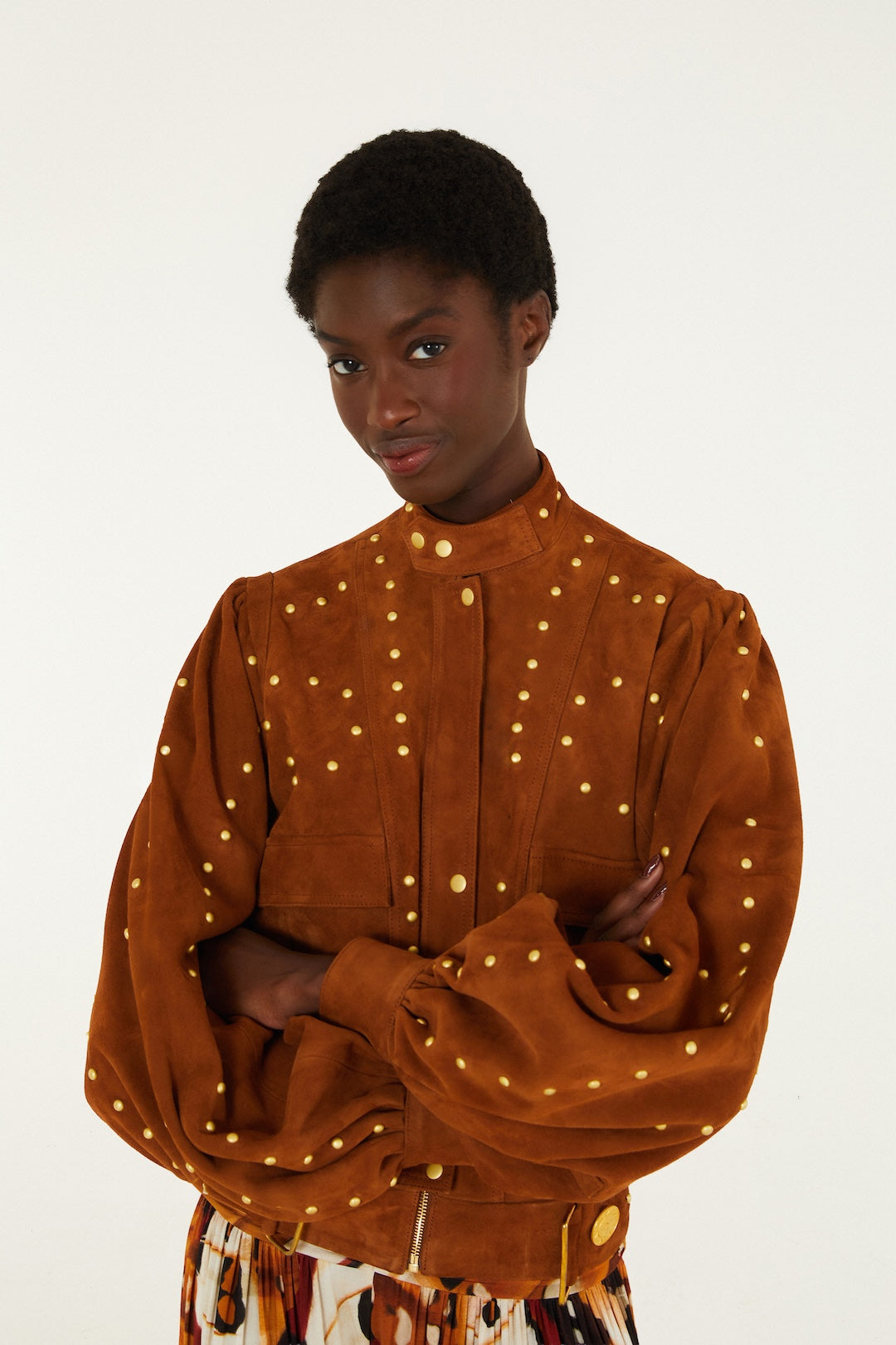 Farm Rio Riveted Buttoned Suede Jacket Size S