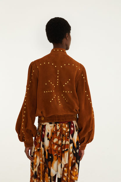 Farm Rio Riveted Buttoned Suede Jacket Size S