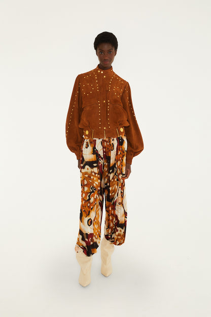 Farm Rio Riveted Buttoned Suede Jacket Size S