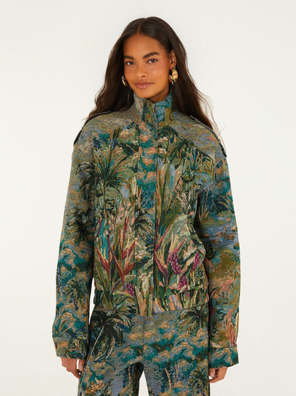 Farm Rio Petrichor High Neck Jacquard Jacket