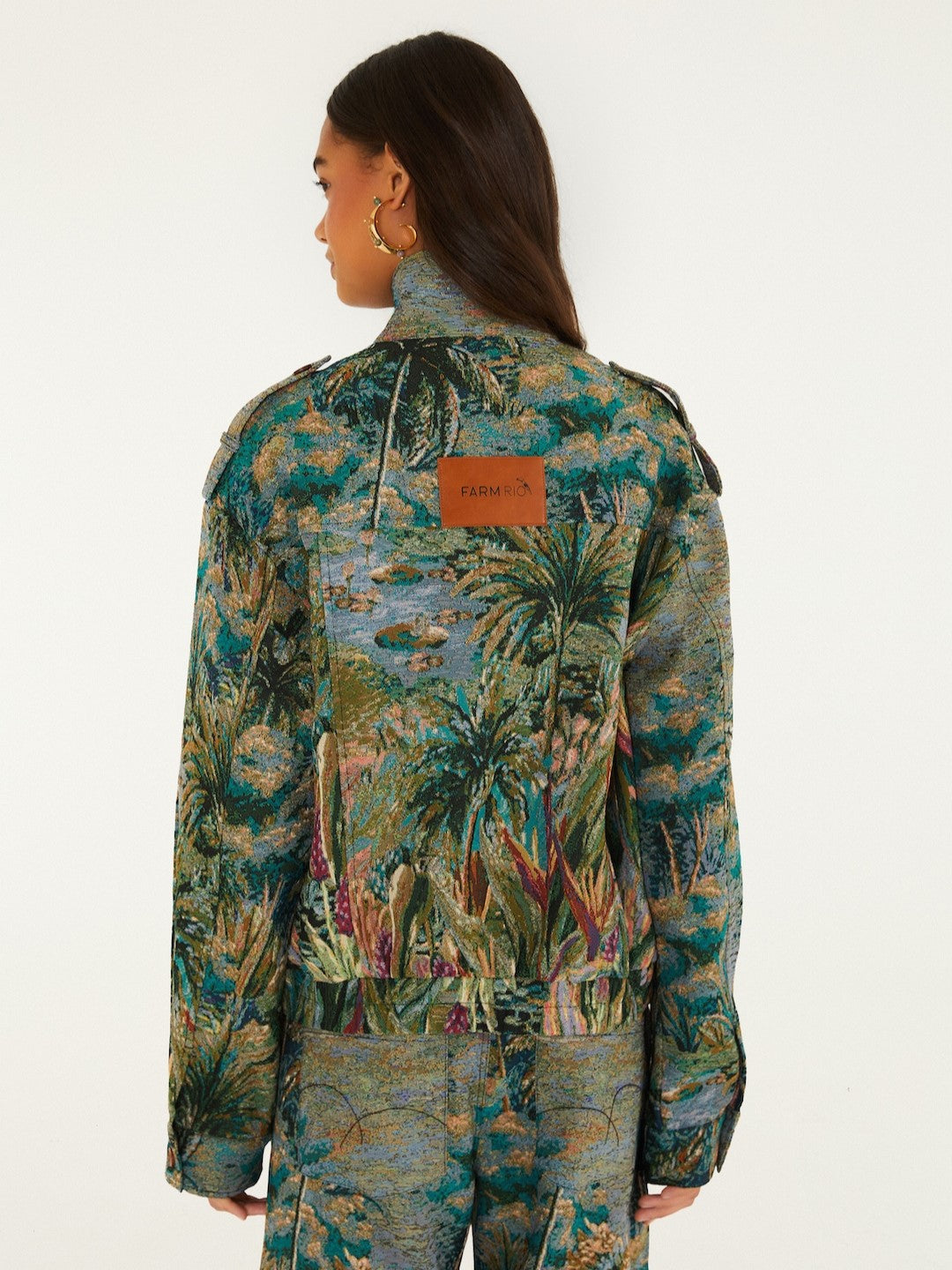 Farm Rio Petrichor High Neck Jacquard Jacket