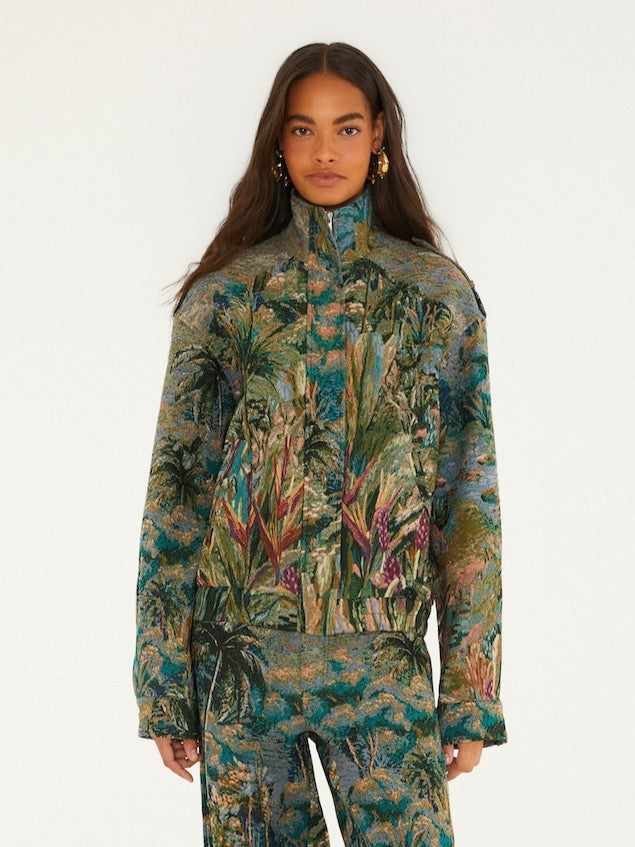 Farm Rio Petrichor High Neck Jacquard Jacket