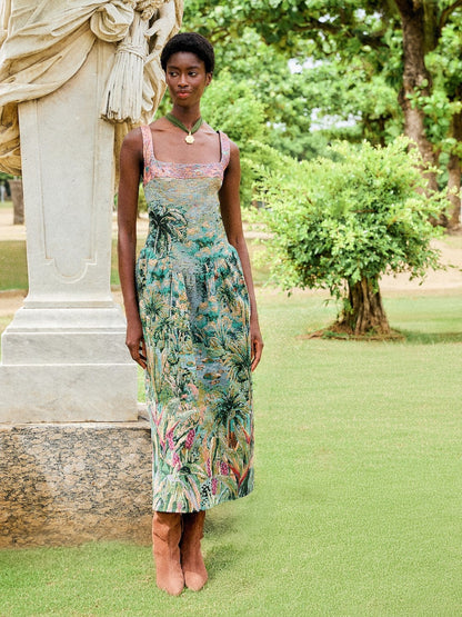 Petricor Jacquard Sleveless Maxi Dress