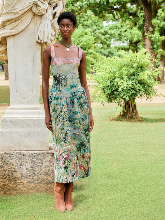 Petricor Jacquard Sleveless Maxi Dress