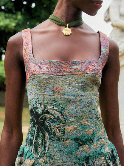 Petricor Jacquard Sleveless Maxi Dress