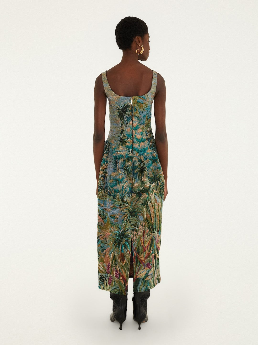 Petricor Jacquard Sleveless Maxi Dress