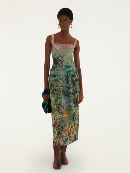 Petricor Jacquard Sleveless Maxi Dress