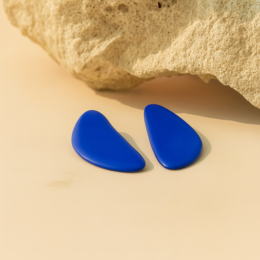 Enameled ceramic earrings Louise in electric blue