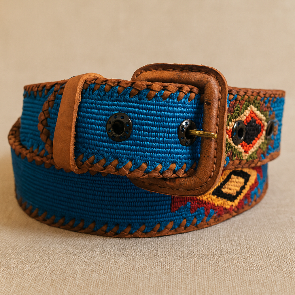 Guatemalan Techno Blue Belt Silk Embroidery