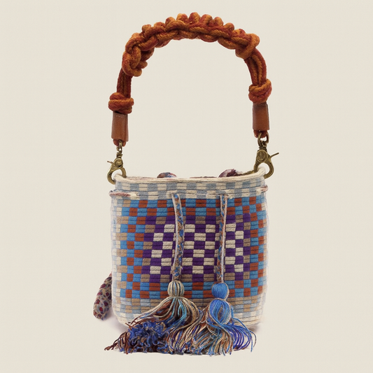 Handmade Small Crossbody Wayuu Pelican Blue