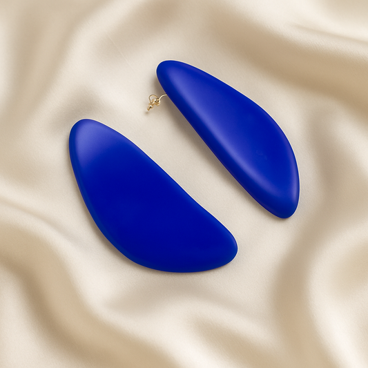 Enameled ceramic earrings Louise in electric blue