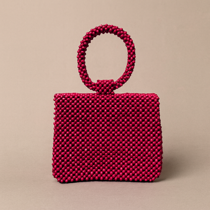 Wood Beads Boxed Clutch