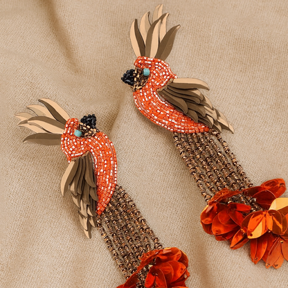 Bird Of Paradise Earrings Orange