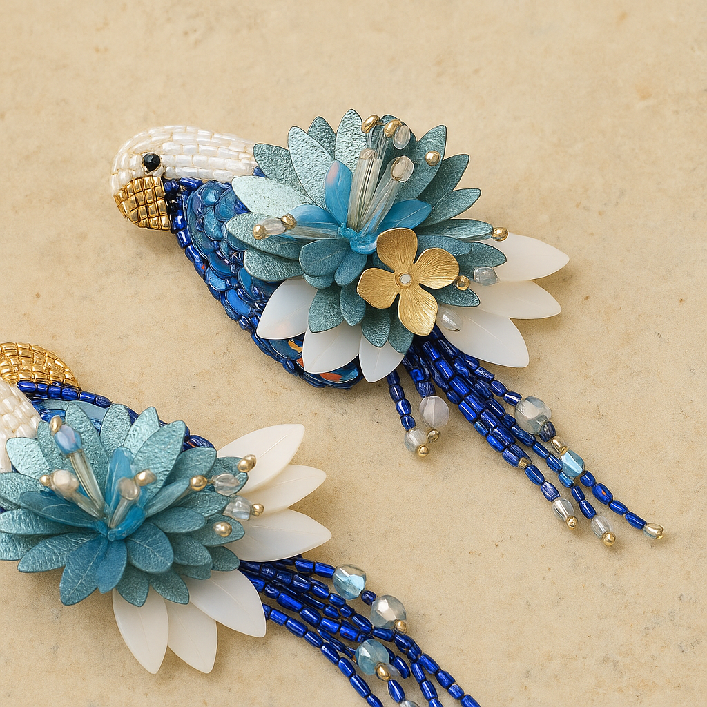 Parrot Earrings Denim