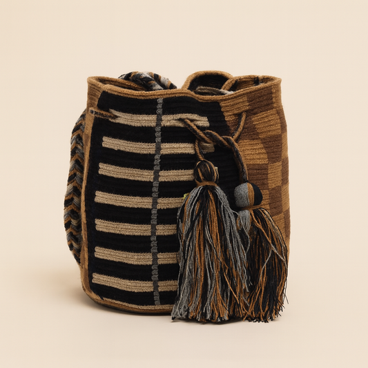 Handmade Small Crossbody Wayuu Owl Black