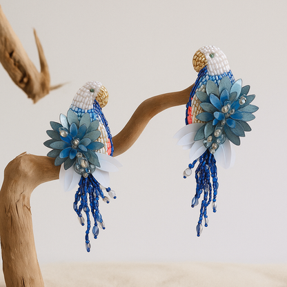 Parrot Earrings Denim
