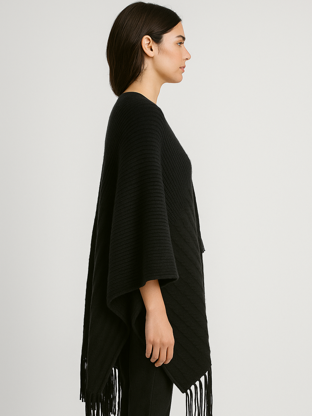Leather trim Poncho