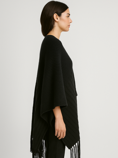 Leather trim Poncho