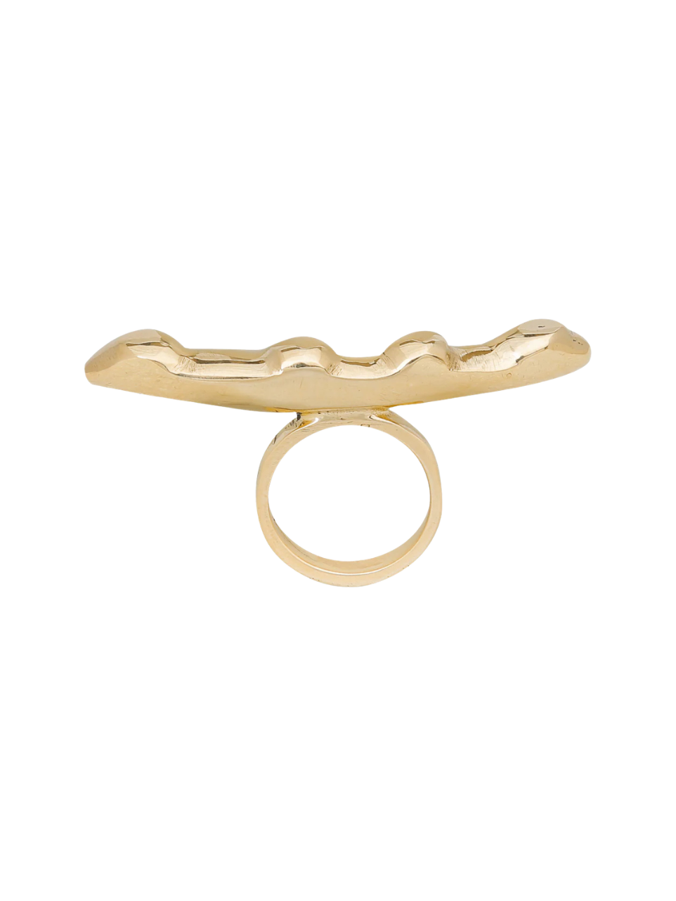 gold ring with a wide wavy bar-like top