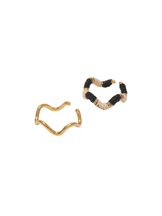 24k gold-plated bronze with Werregue palm fiber double ring