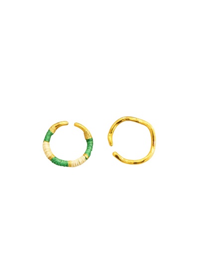 24k gold-plated bronze with Werregue palm fiber double ring