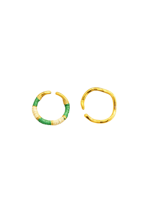 24k gold-plated bronze with Werregue palm fiber double ring