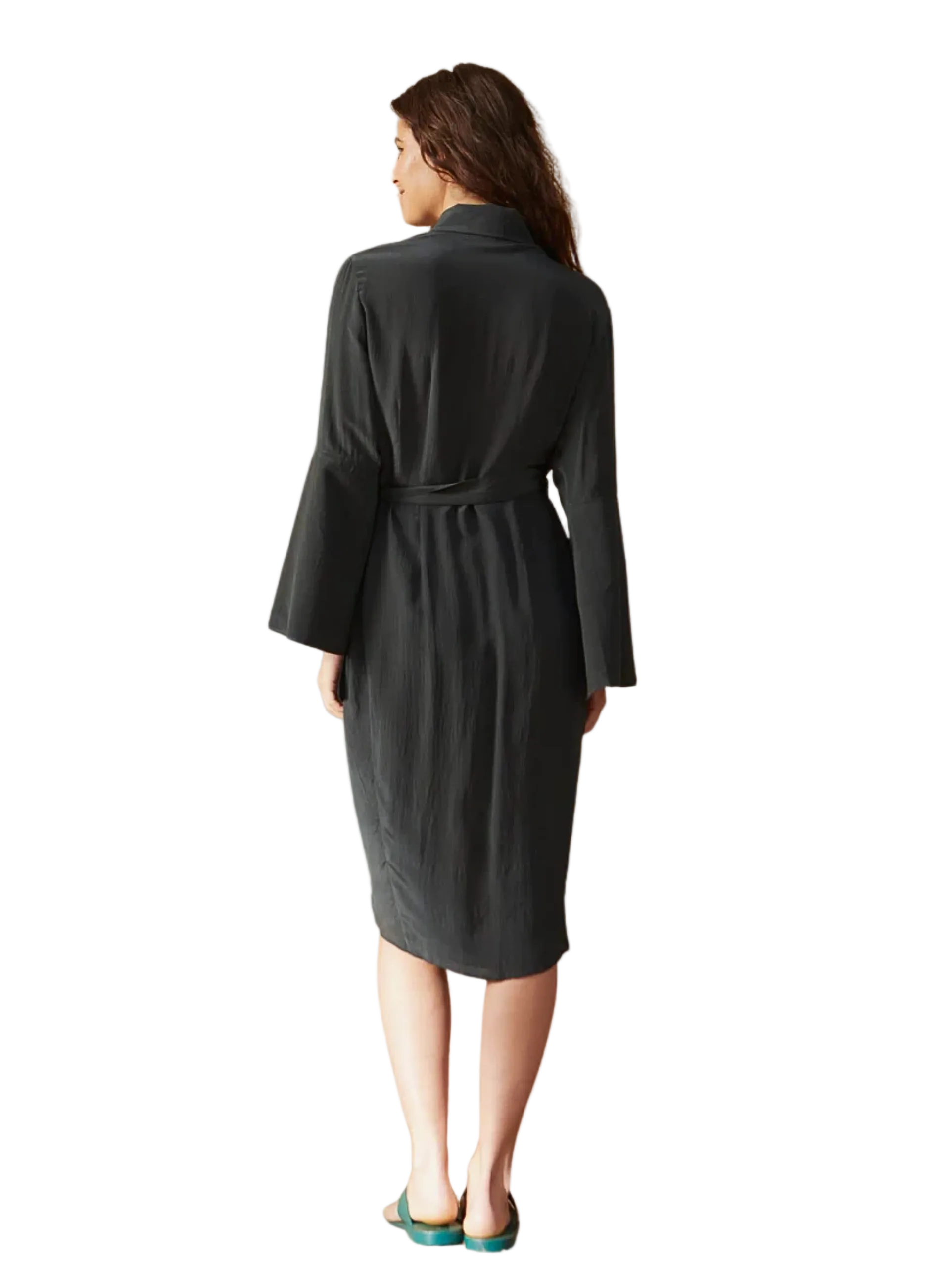 gray  dress with a belt