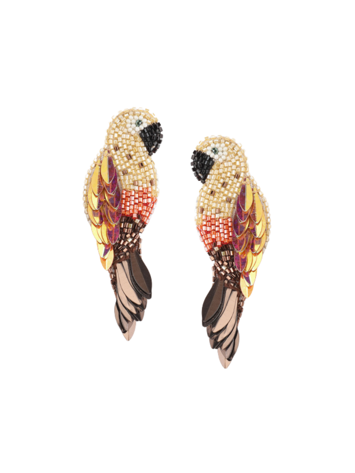  parrot-shaped earrings with bead detailing 