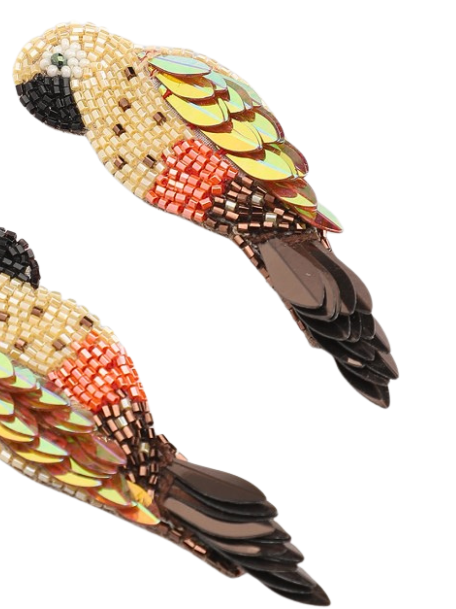  parrot-shaped earrings with bead detailing 
