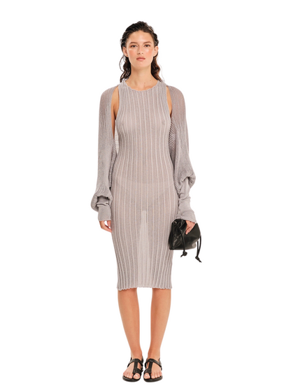 gray lurex sparkling cardigan