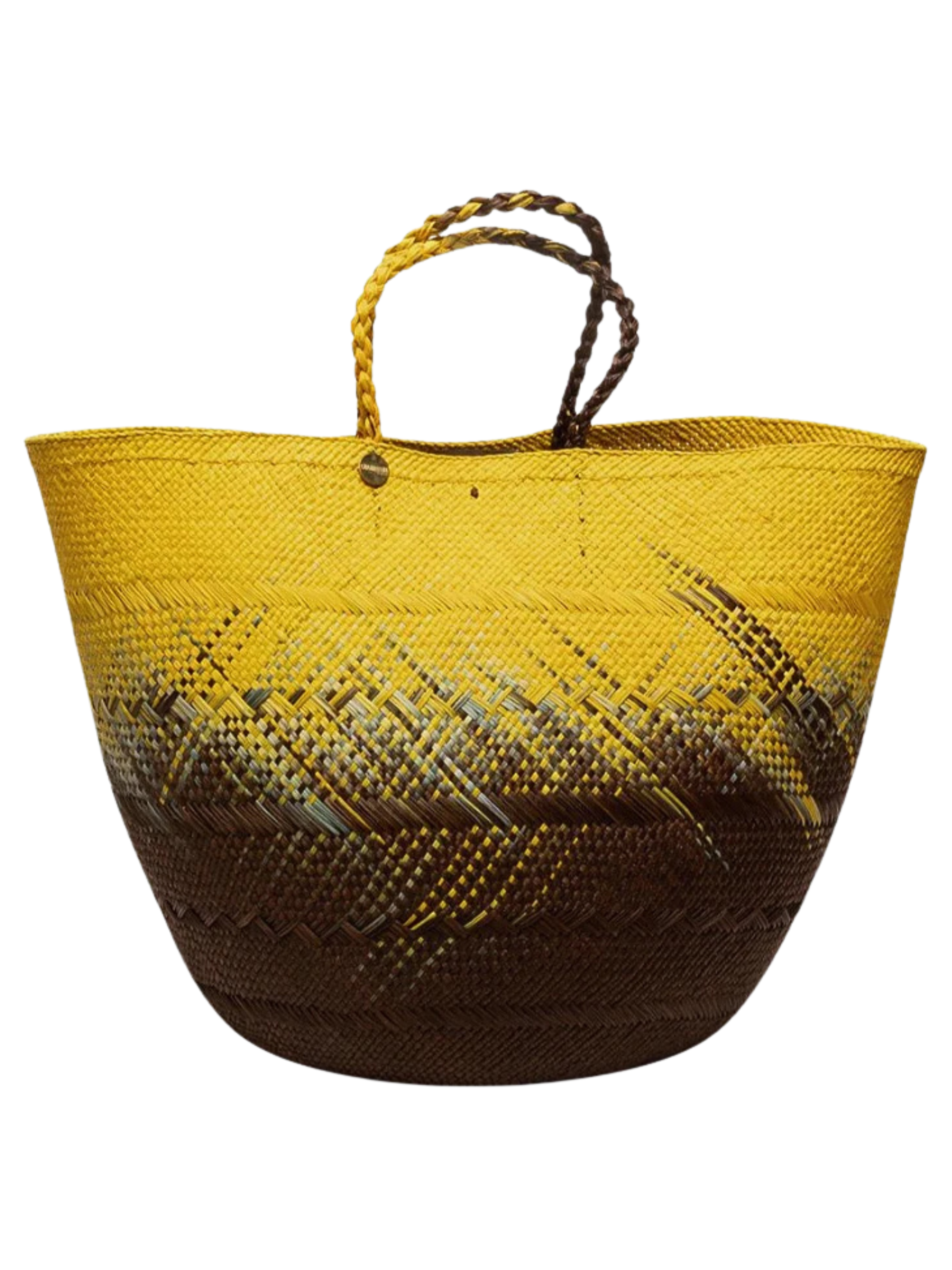 Yellow and brown woven Backet Bag 
