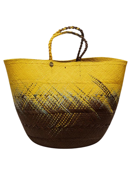 Yellow and brown woven Backet Bag 