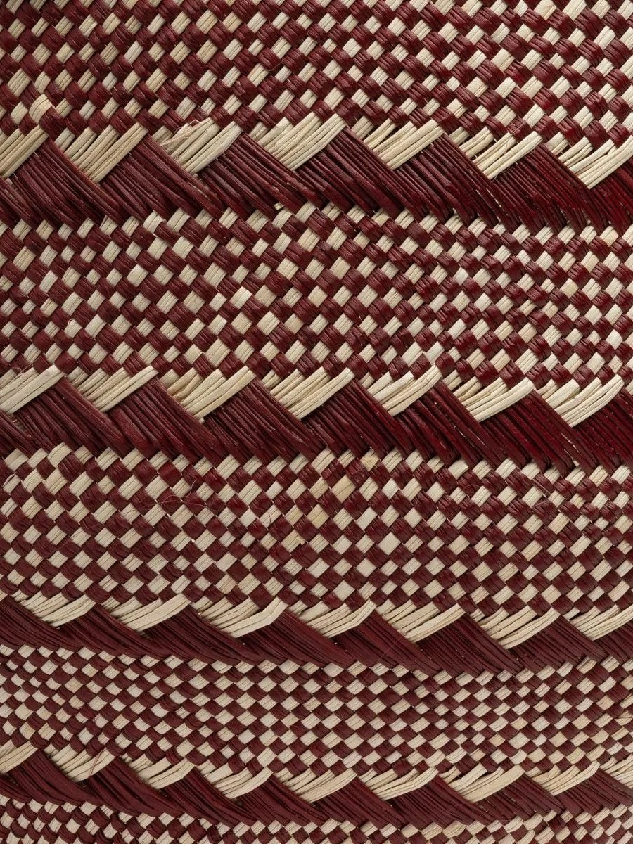 woven basket  with leather straps