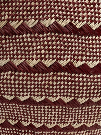 woven basket  with leather straps
