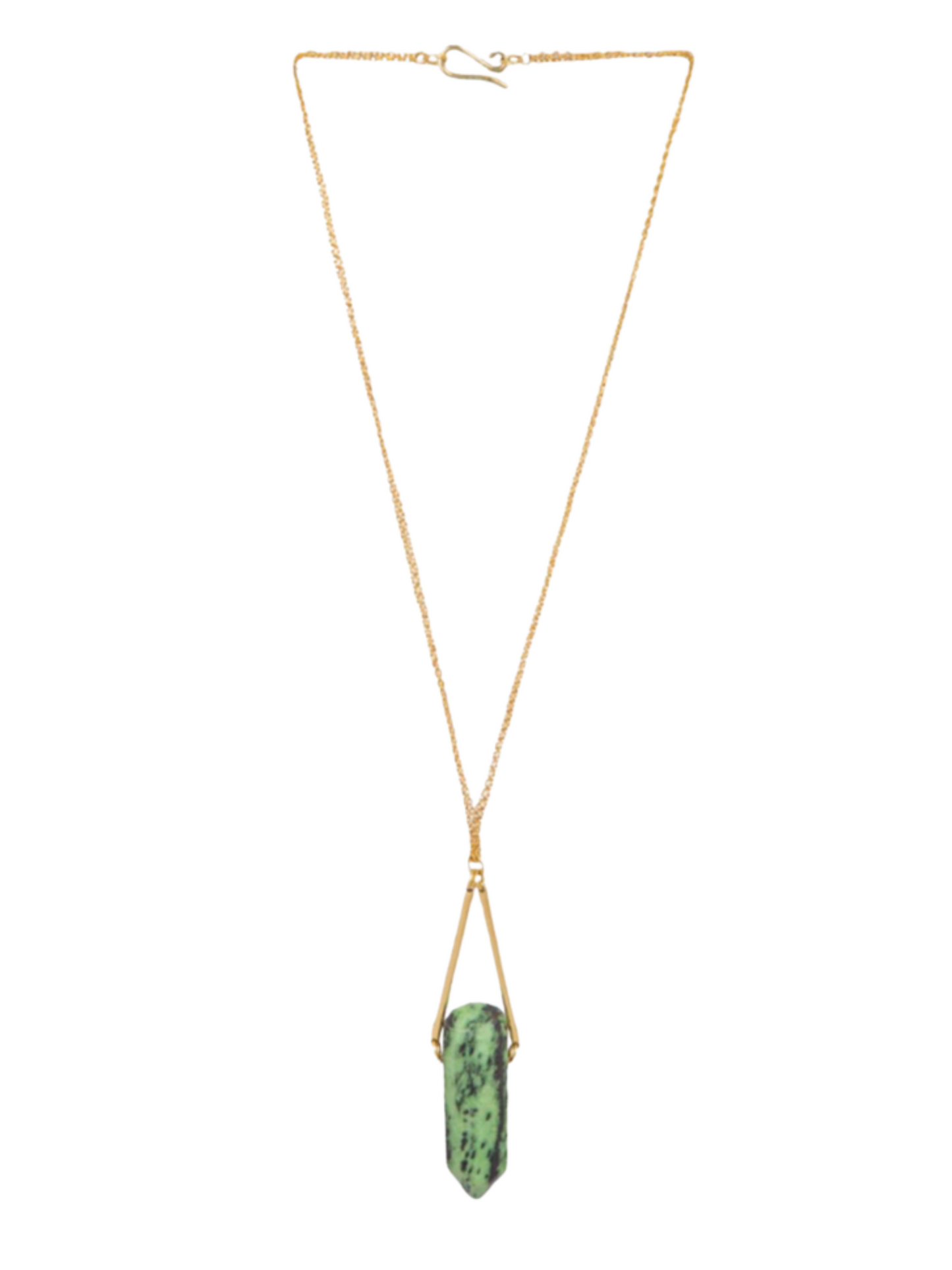 Unakite Stone Brass Necklace