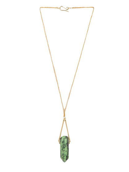 Unakite Stone Brass Necklace