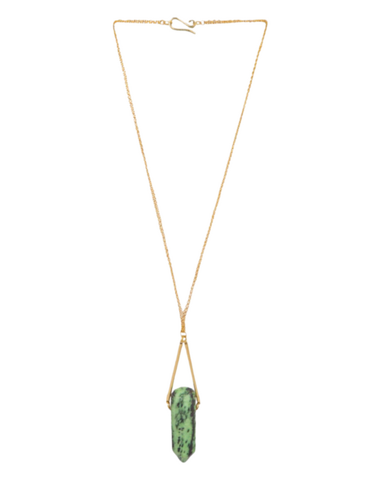 Unakite Stone Brass Necklace