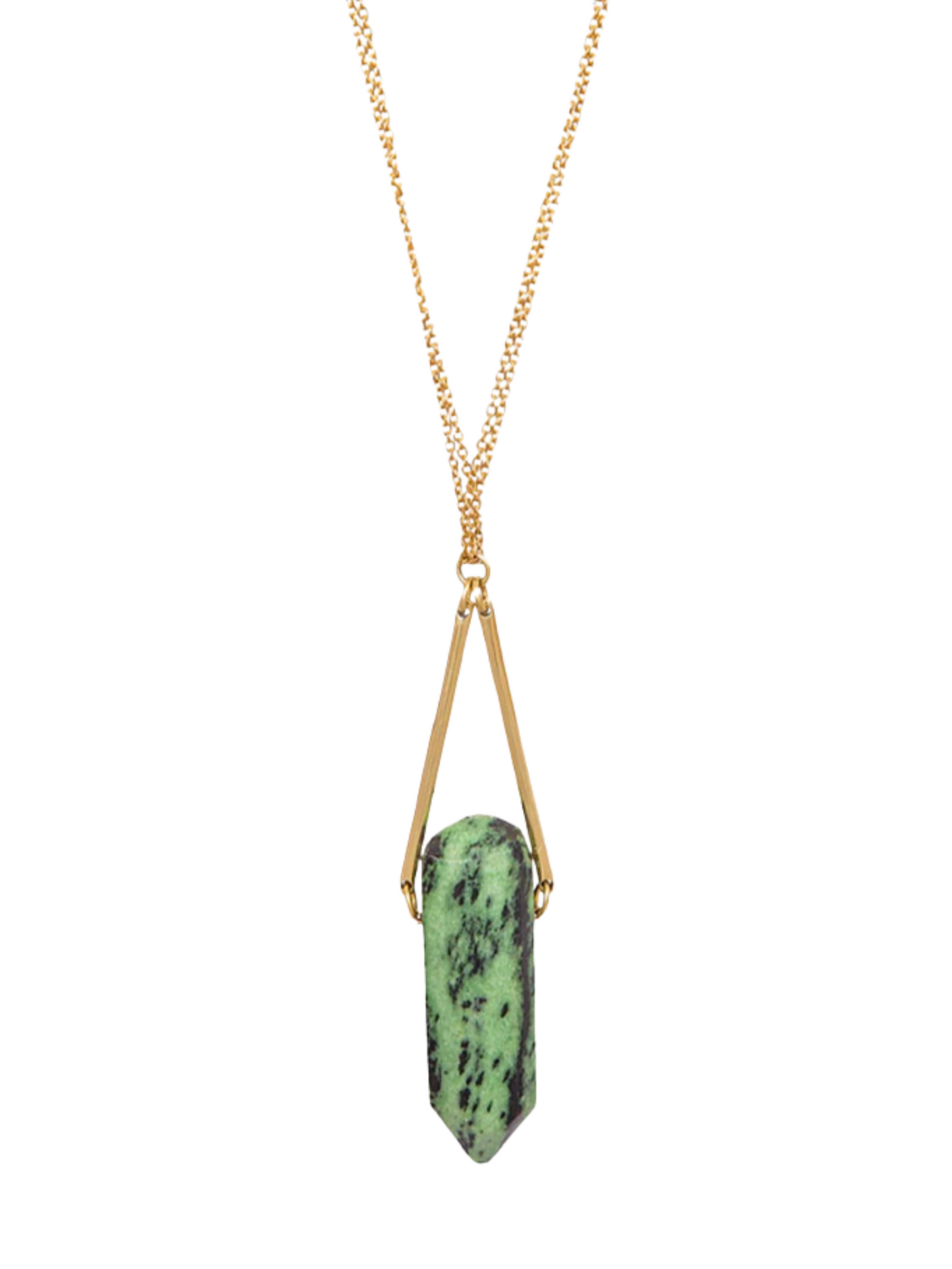 Unakite Stone Brass Necklace