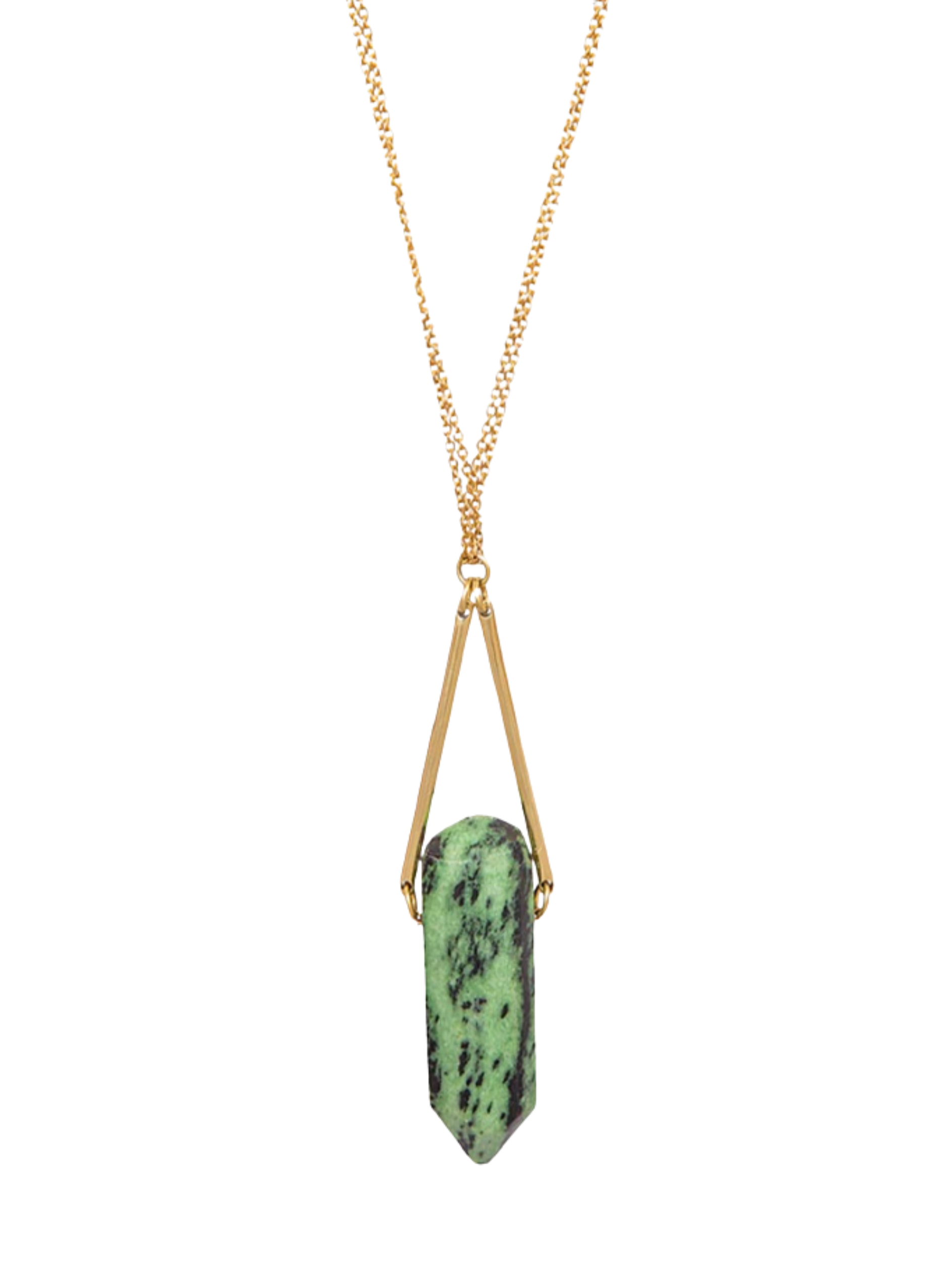 Unakite Stone Brass Necklace