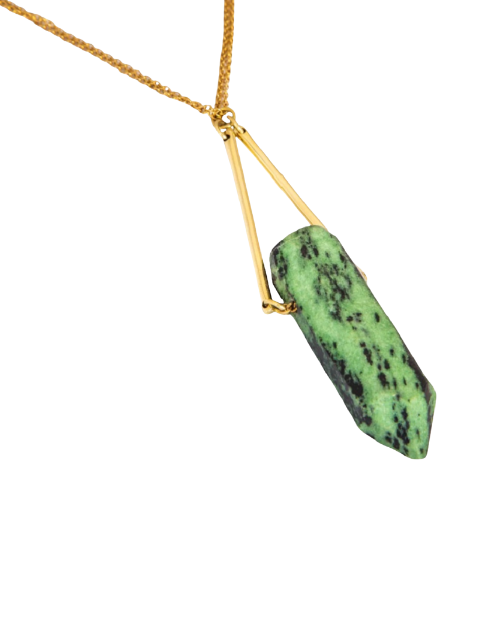 Unakite Stone Brass Necklace