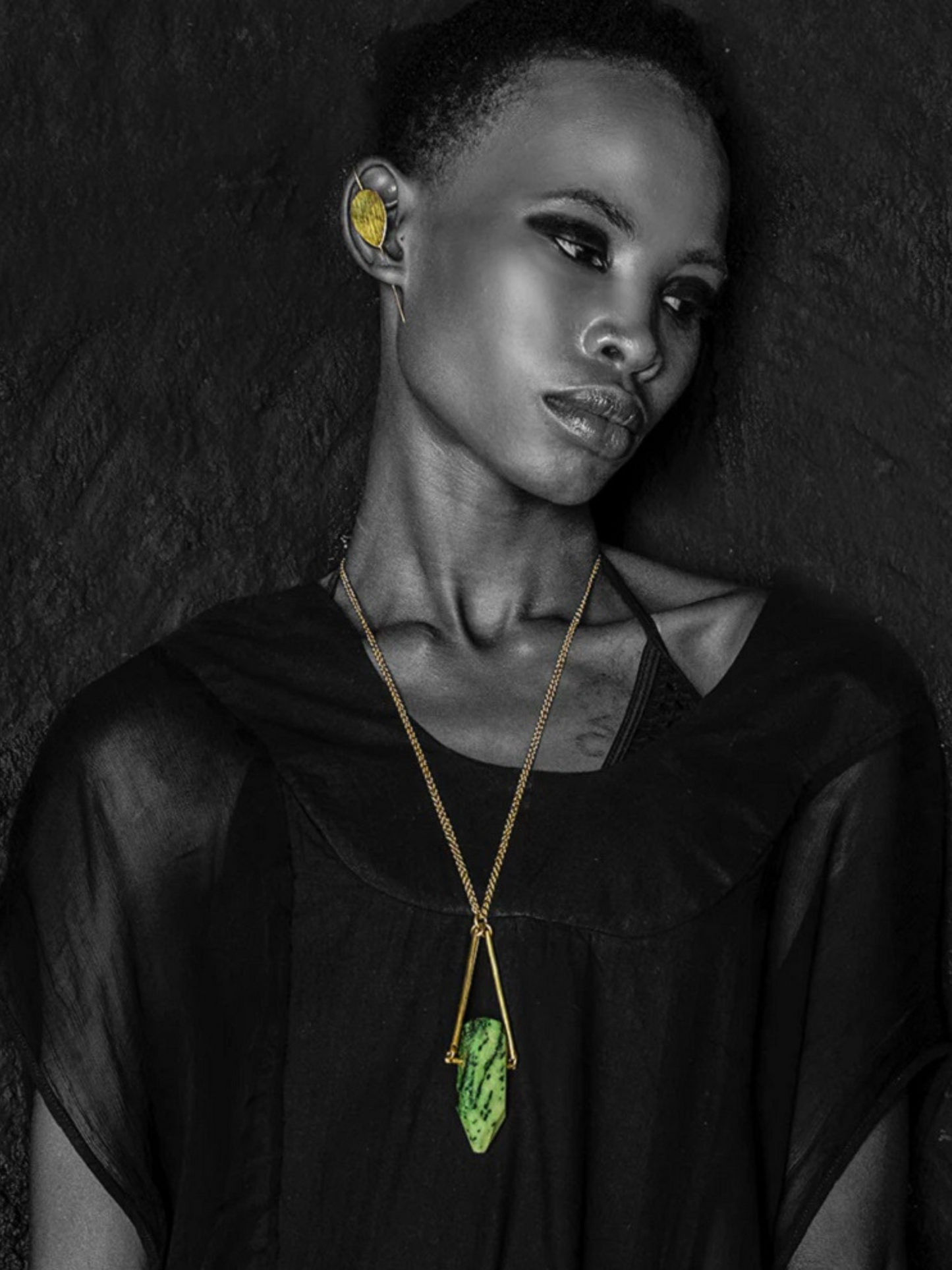 Unakite Stone Brass Necklace