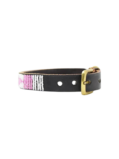 pink Beaded Dog Collar