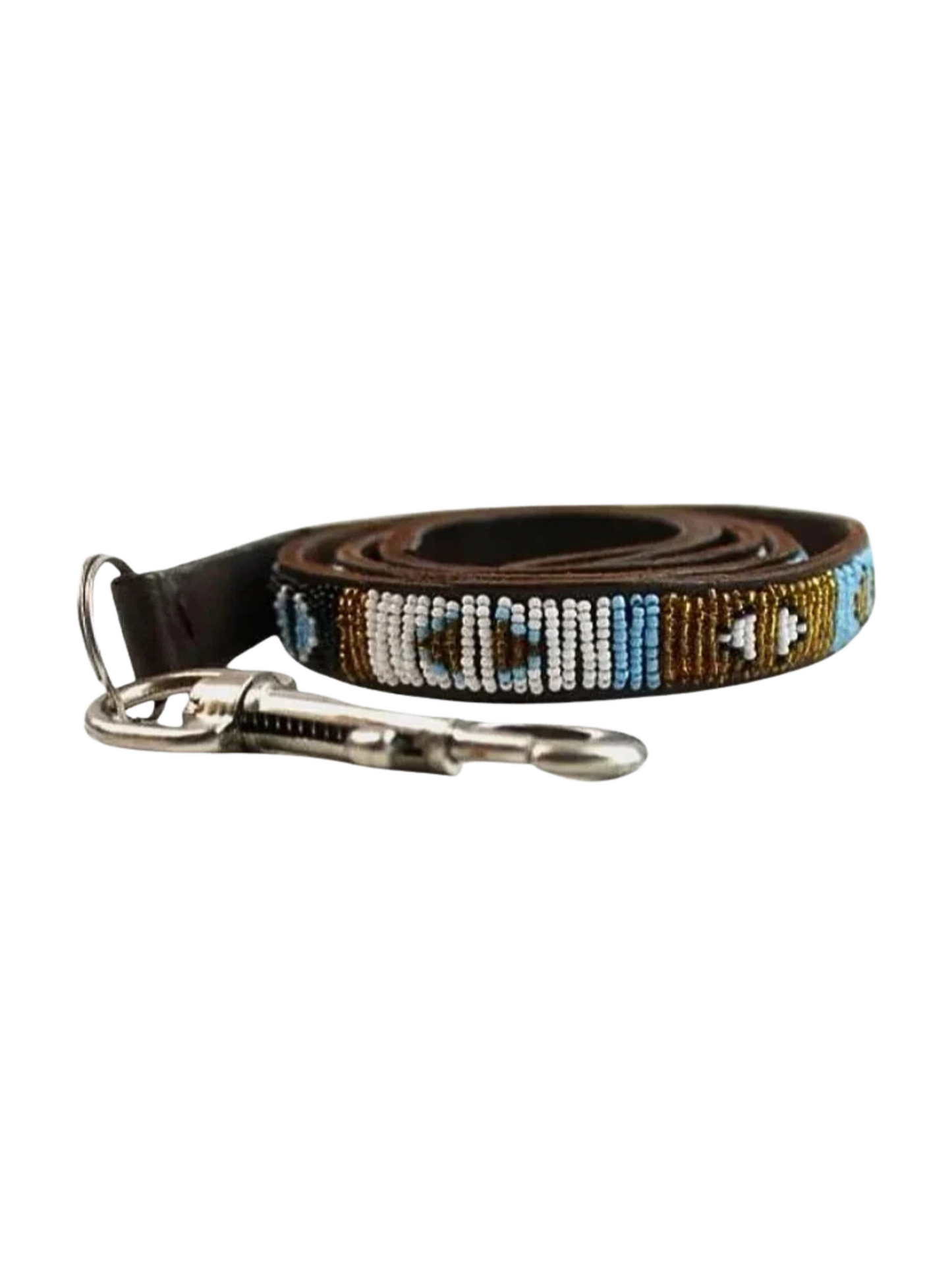 blue Beaded Dog Lead