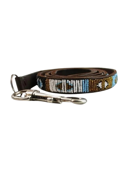 blue Beaded Dog Lead