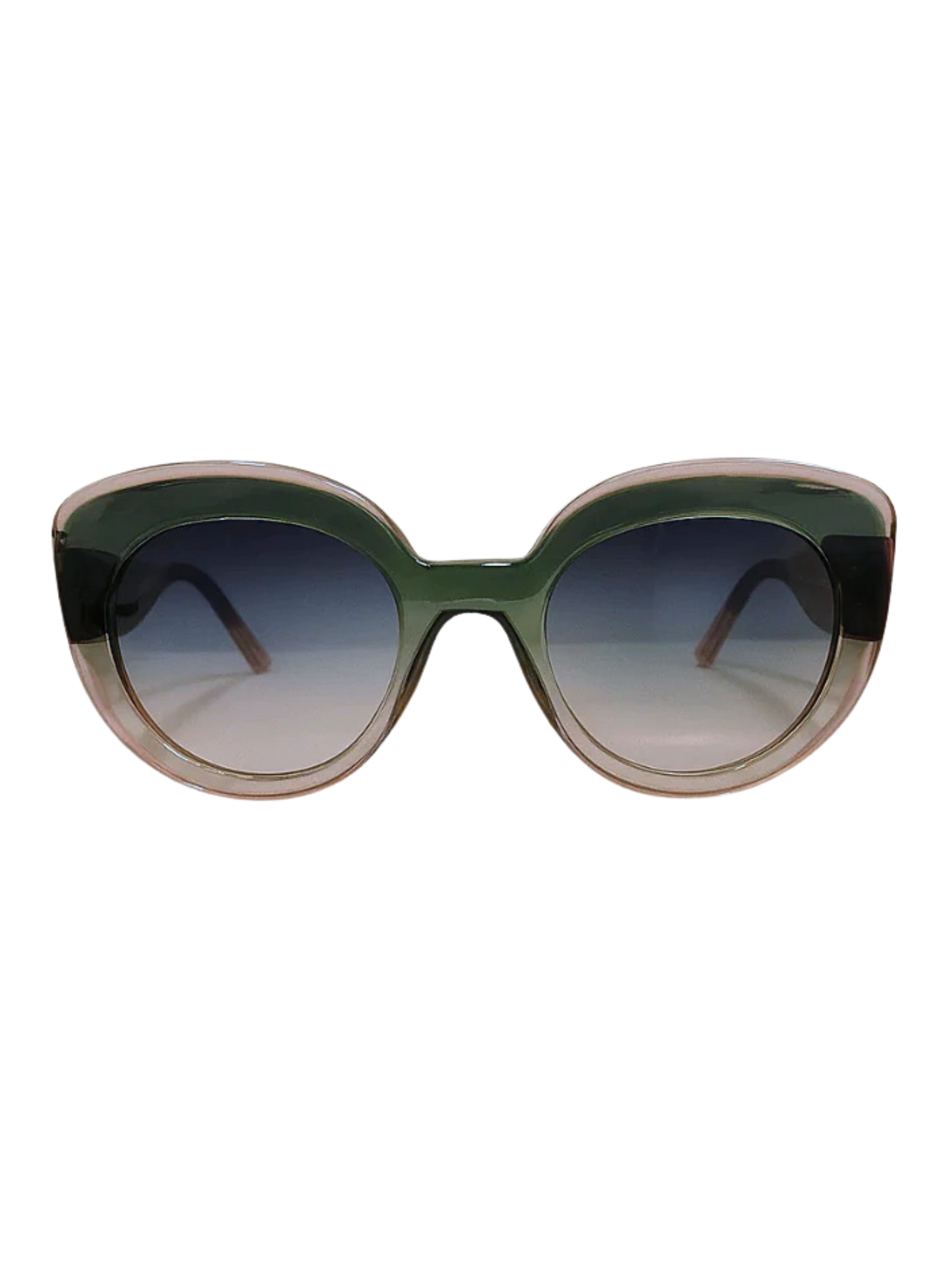 Sunglasses with green and beige gradient frame