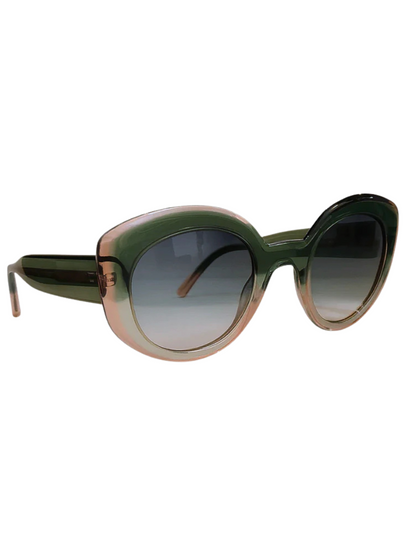 Sunglasses with green and beige gradient frame